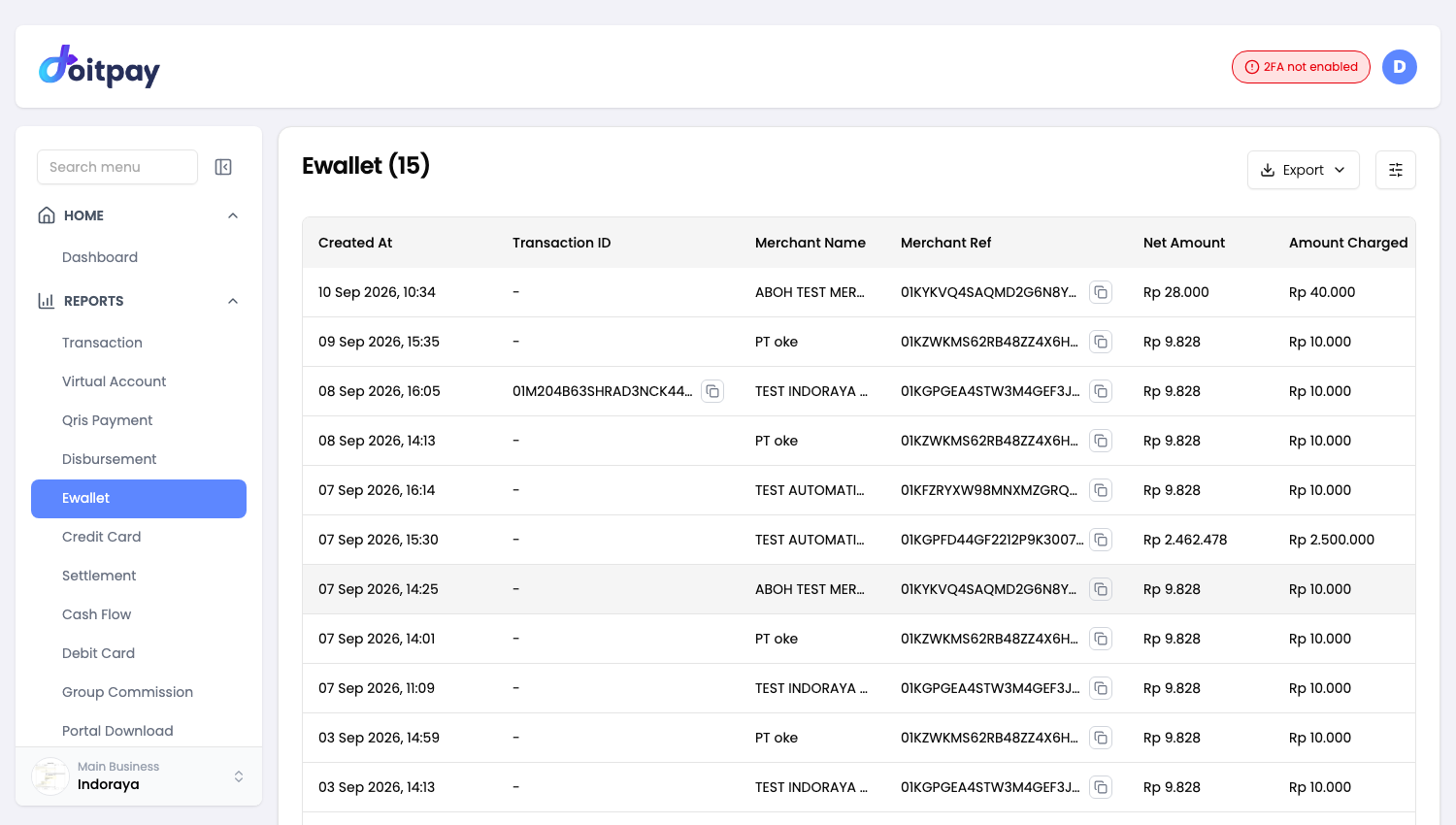 E-Wallet Reports