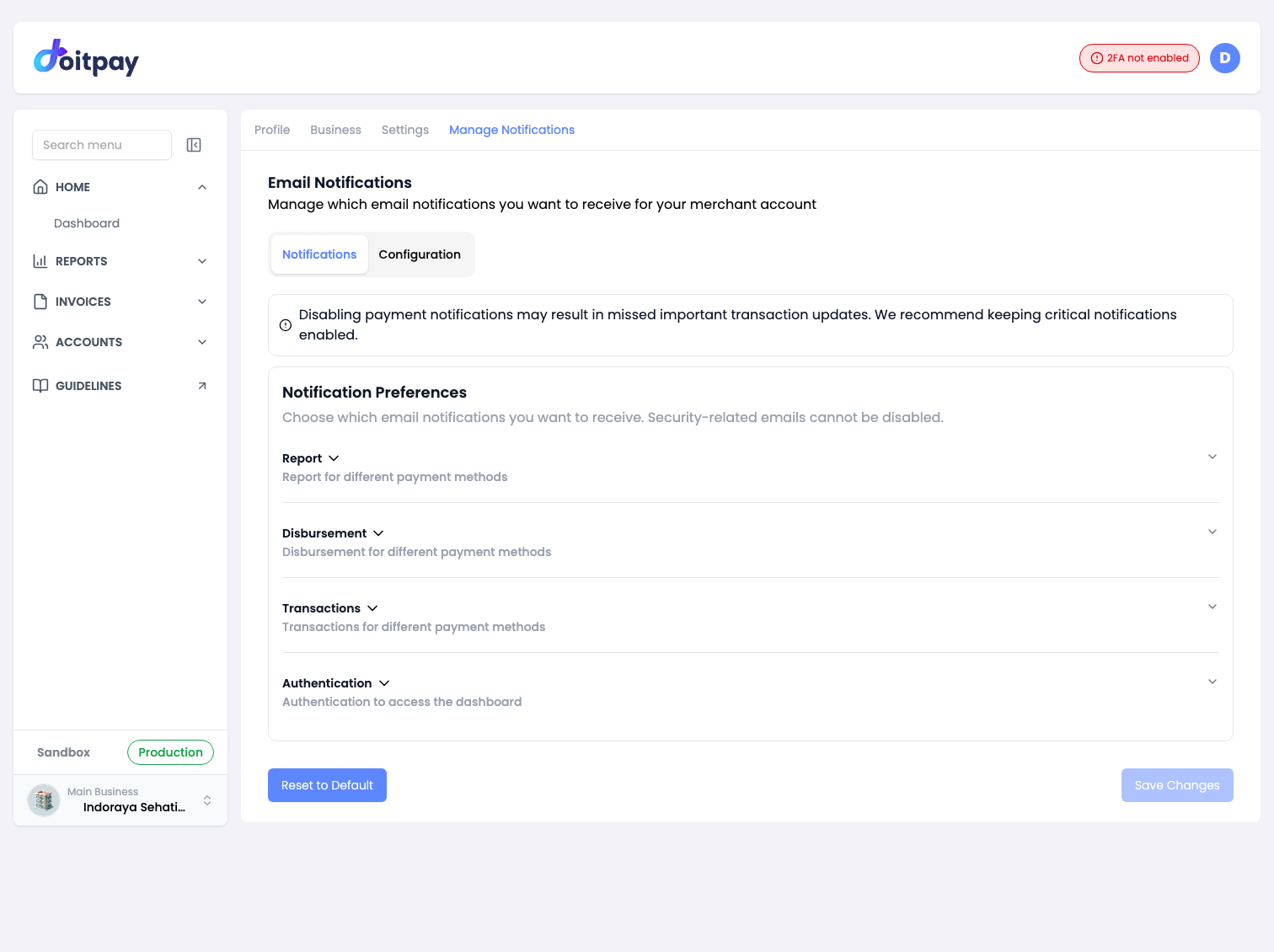 Notification preferences