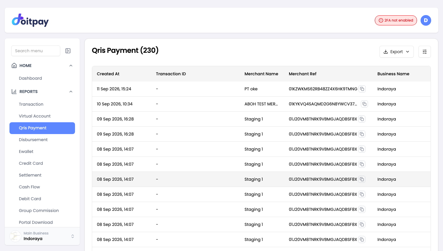 QRIS Payment Reports