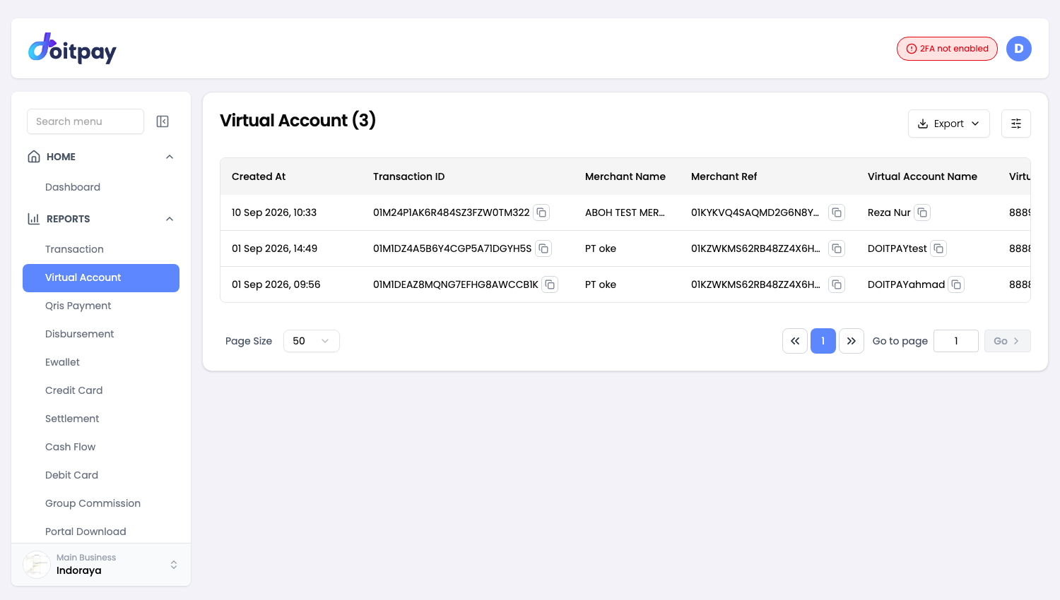 Virtual Account Reports